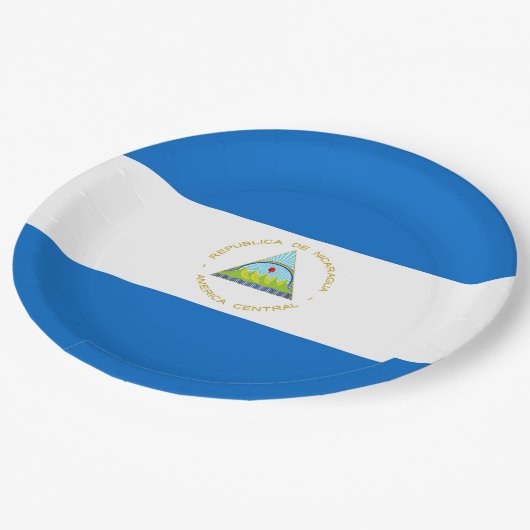 Nicaragua-Flagge Pappteller (Schrägansicht)
