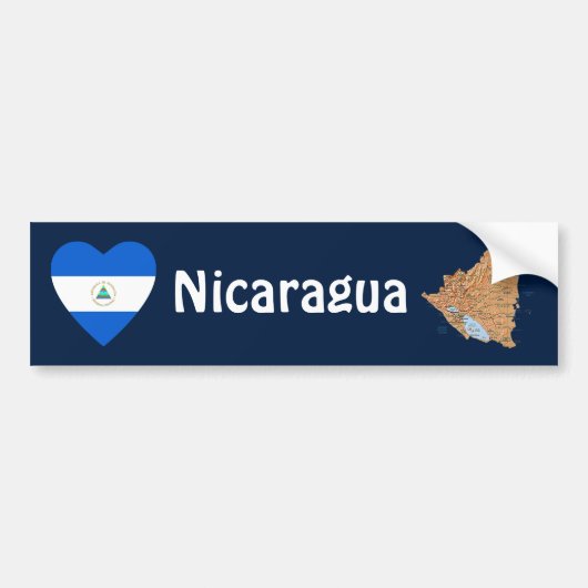 Nicaragua-Flaggen-Herz + Karten-Autoaufkleber Autoaufkleber (Vorne)