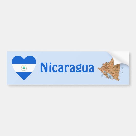 Nicaragua-Flaggen-Herz + Karten-Autoaufkleber Autoaufkleber (Vorne)