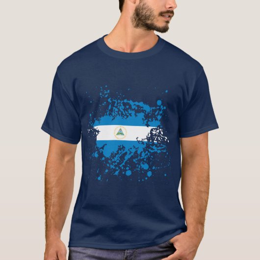 Nicaragua-Flaggen-Tinten-Spritzer T-Shirt (Vorderseite)