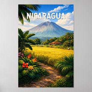 Nicaragua Illustration Reise Kunst Vintage Poster