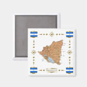 Nicaragua Karte + Flaggen Magnet (Vorderseite/Rückseite)