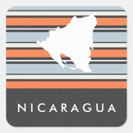 Nicaragua Karte: Moderne Streifen Quadratischer Aufkleber