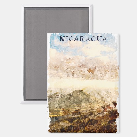 Nicaragua Landschaft Wasserfarbenreise Magnet (Vorderseite/Rückseite)