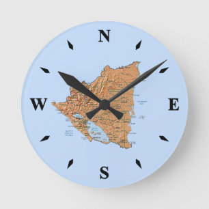 Nicaragua Map Clock Runde Wanduhr