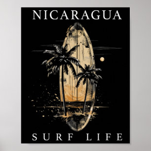 Nicaragua Nica Surfen Vintage Surfer Poster
