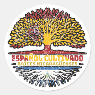 Nicaragua Nicaragua Spanien Fahne für Baumrauten Runder Aufkleber
