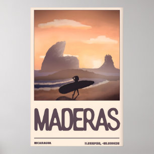 Nicaragua Surfer Wandkunst, Maderas Beach Poster