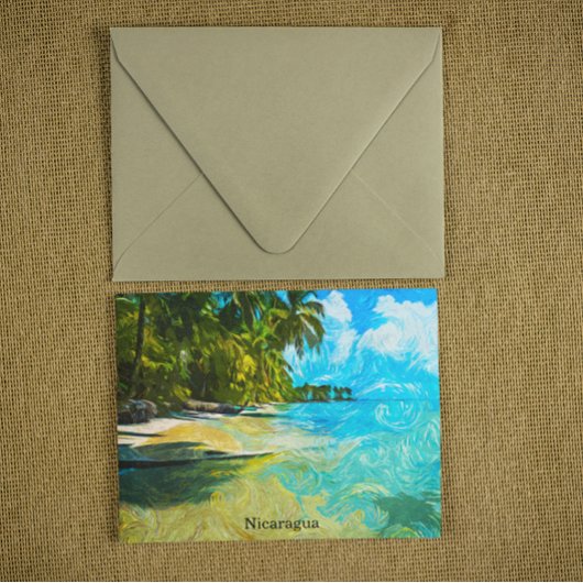 Nicaragua Tropical Scenery Oil Paint Beach Postkarte