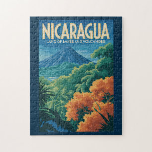 Nicaragua Vulkan Illustration Reise Kunst Vintage Puzzle