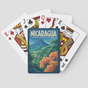 Nicaragua Vulkan Illustration Reise Kunst Vintage Spielkarten