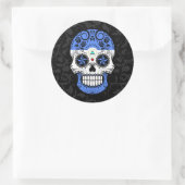 Nicaraguaner Flaggenzuckerschädel mit Rose Runder Aufkleber (Tasche)