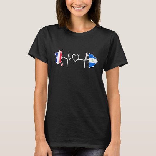 Nicaraguanische Flagge Frankreich Nicaragua Heartb T-Shirt (Vorderseite)