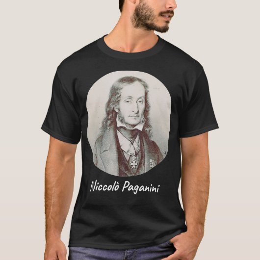 Niccolo Paganini Komponist Portrait T-Shirt (Vorderseite)