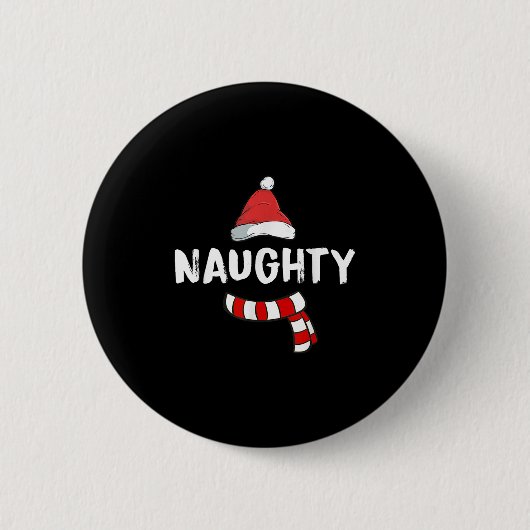 Nice And Naughty Shirt Matching Christmas Pajamas Button (Vorderseite)