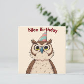 Nice Birthday Card - Owl Edition Karte (Stehend Vorderseite)