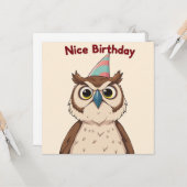 Nice Birthday Card - Owl Edition Karte (Vorderseite/Rückseite Beispiel)