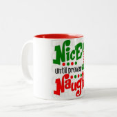 *NICE BIS NAUGHTY* CHRISTMAS ZWEIFARBIGE TASSE (Vorderseite Links)