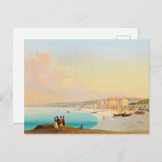 Nice, Blick auf den Strand von Quai du Midi, Postkarte (Vorne/Hinten)