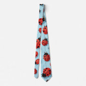 Nice Blue and Red Ladybugs Pattern Krawatte (Rückseite)