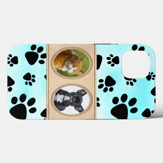 Nice Blue Hintergrund mit Pfoten, individuelles Fo Case-Mate iPhone Hülle (Rückseite (Horizontal))