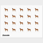 Nice Brown Boxer Dog Breed Design Quadratischer Aufkleber (Blatt)