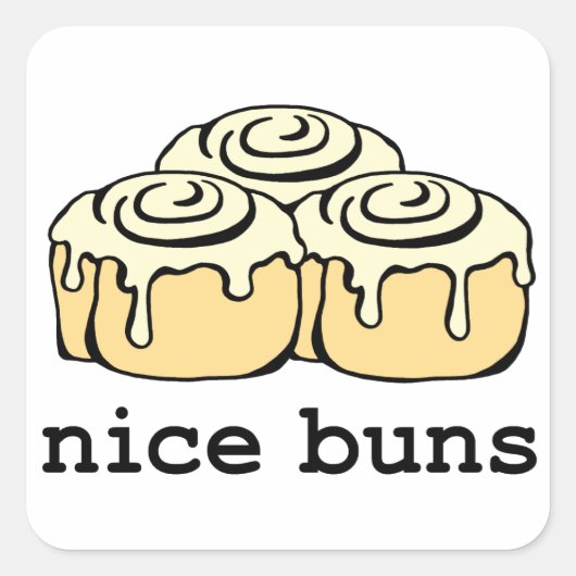 Nice Buns Cartoon Cinnamon Roll Quadratischer Aufkleber (Vorderseite)