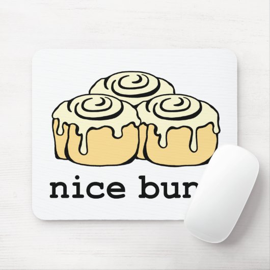 Nice Buns Cinnamon Roll Funny Cartoon Design Mousepad (Mit Mouse)
