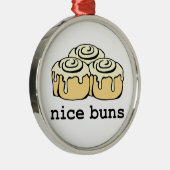 Nice Buns Cinnamon Roll Funny Cartoon Design Silbernes Ornament (Rechts)