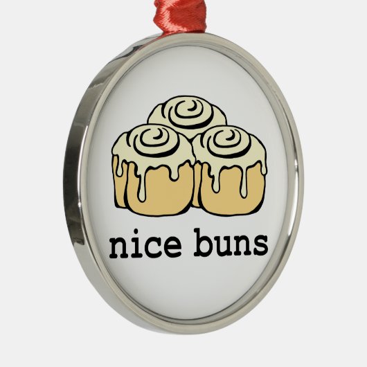 Nice Buns Cinnamon Roll Funny Cartoon Design Silbernes Ornament (Rechts)