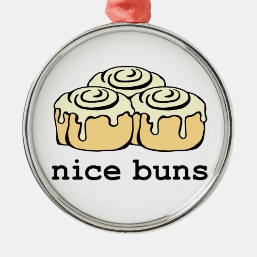 Nice Buns Cinnamon Roll Funny Cartoon Design Silbernes Ornament (Vorne)
