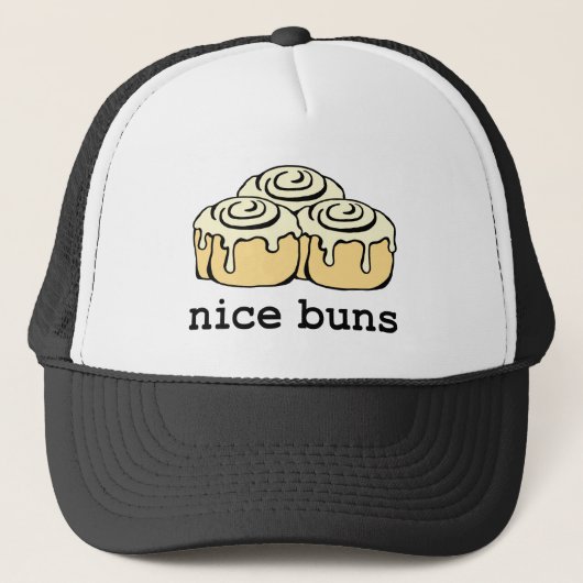 Nice Buns Cinnamon Roll Funny Cartoon Design Truckerkappe (Vorderseite)