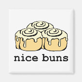 Nice Buns Funny Baking Pun Cartoon Zimt Rolls Magnet (Vorne)