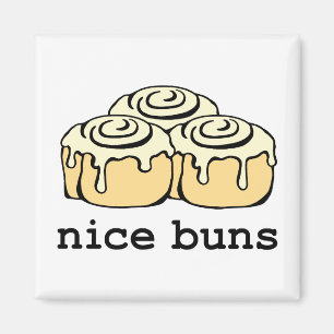 Nice Buns Funny Baking Pun Cartoon Zimt Rolls Magnet