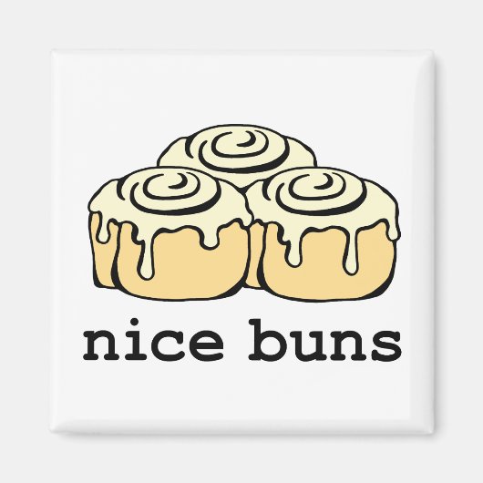 Nice Buns Funny Baking Pun Cartoon Zimt Rolls Magnet (Vorne)
