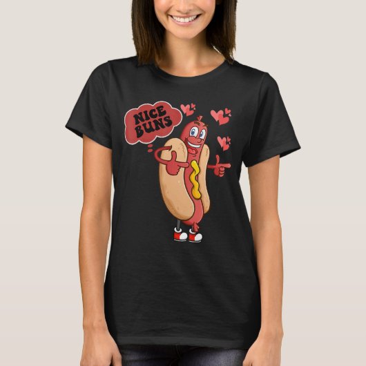 Nice Buns Nice Weiner Funny Valentines Day Couple T-Shirt (Vorderseite)