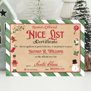 Nice Certificate Approved by Santa Einladung