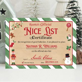 Nice Certificate Approved by Santa Einladung