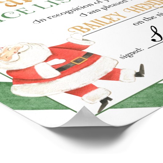 Nice Certificate Approved Santa Claus Poster (Ecke)
