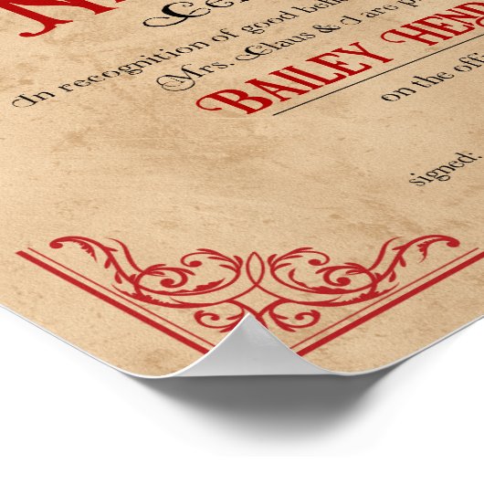 Nice Certificate Approved Santa Claus Poster (Ecke)