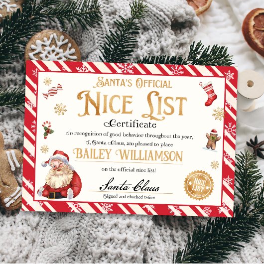 Nice Certificate from Santa Approved zweimal überp Einladung