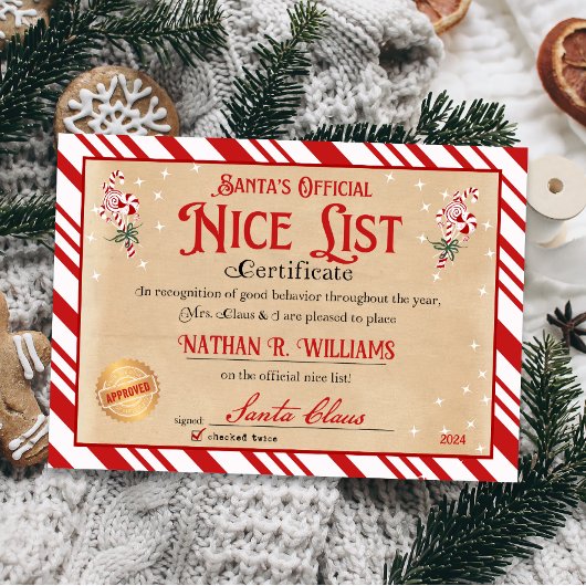 Nice Certificate from Santa Approved zweimal überp Einladung