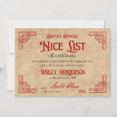 Nice Certificate from Santa North Pole Magic Einladung (Vorderseite)
