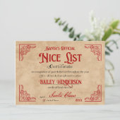 Nice Certificate from Santa North Pole Magic Einladung (Stehend Vorderseite)