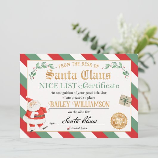 Nice Certificate from Santa Siegel of Approval Einladung (Stehend Vorderseite)