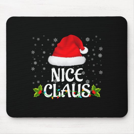 Nice Claus Christmas Lights Santa Pajama Family Ma Mousepad (Vorne)