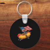 Nice Cowboy Weenie Hotdog Costume With Us Colors Schlüsselanhänger (Vorderseite)