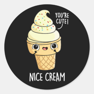 Nice Cream Funny Ice Cream Pub Dark BG Runder Aufkleber