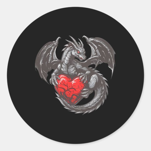 Nice Dragon with Big Red Heart Outfit Runder Aufkleber (Vorderseite)