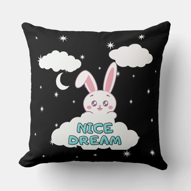 Nice Dream Bunny - Night Sky Throw Kissen (Vorderseite)